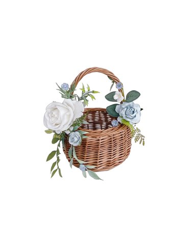 Flower girl basket, Blue flower girl Basket, flower girl basket with dusty blue flowers