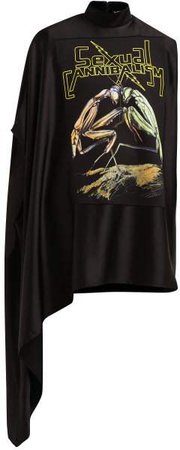 Praying Mantis Print Satin Mini Dress - Womens - Black Multi