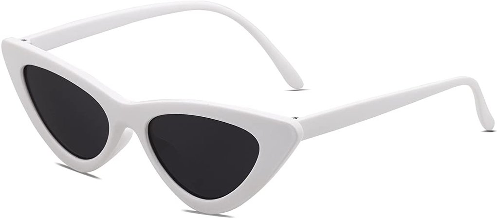 Amazon.com: SOJOS Retro Vintage Narrow Cat Eye Sunglasses for Women Clout Goggles Plastic Frame Cardi B SJ2044 with White Frame/Grey Lens : Clothing, Shoes & Jewelry