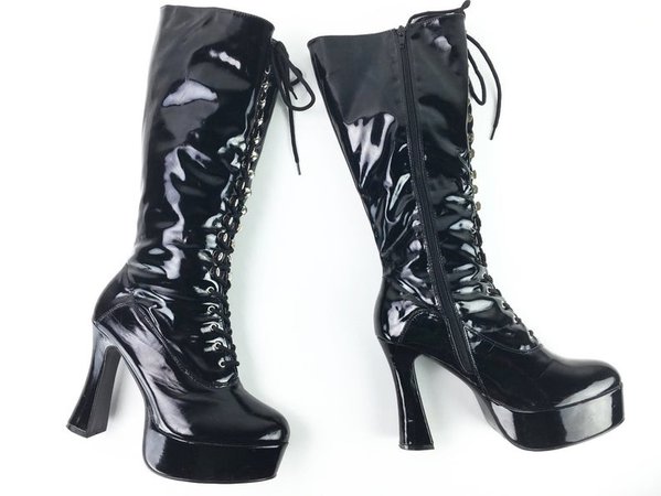Platform Boots Womens 10 80s Black Glam Rock Punk Drag Queen | Etsy