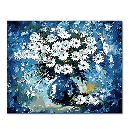 Amazon.com: Rihe DIY Oil Painting Paint by Numbers Kits for Adults Kids Beginner - Butterfly with Purple Flower 16 x 20inch with Brushes and Acrylic Pigment (Without Frame)