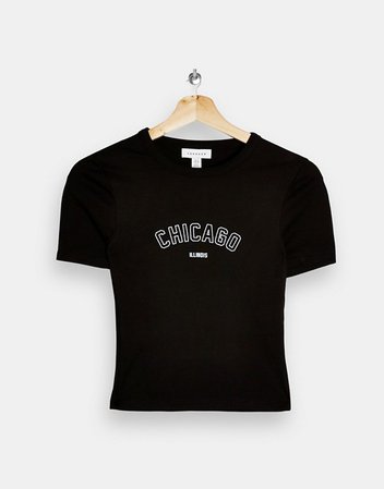 Topshop chicago short sleeve t-shirt in black | ASOS