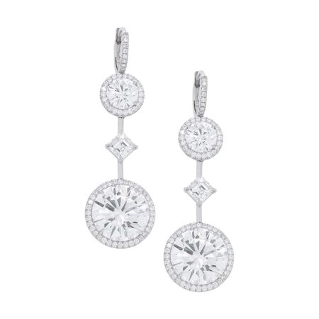 Platinum Important Diamond Earrings with Round Diamonds For Sale at 1stDibs