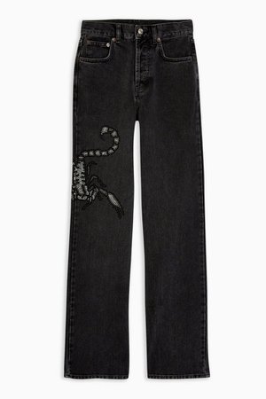 Washed Black Scorpion Embellished Jeans | Topshop
