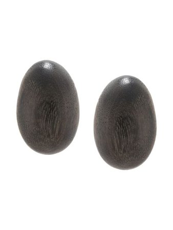 Josie Natori Acacia wood clip-on earrings brown A11115 - Farfetch