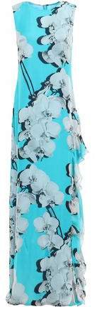 Floral-print Ruffled Silk-twill Maxi Dress