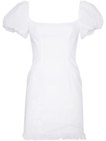 DE LA VALI Koko puff sleeve square neck cotton mini dress white