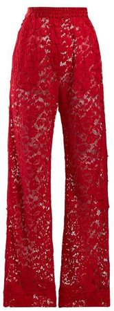 Flared Chantilly Lace Trousers - Womens - Red