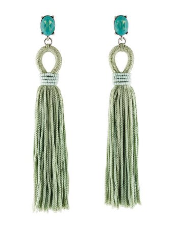 Oscar de la Renta Long Silk Tassel Earrings - Earrings - OSC86783 | The RealReal