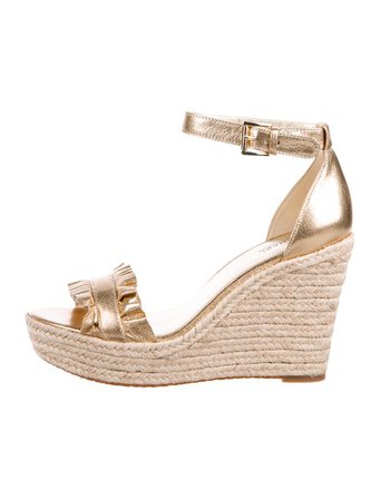 Michael Kors Metallic Leather Wedge Espadrille Sandals - Shoes - MIC80228 | The RealReal