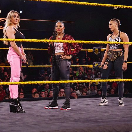 WWE on Instagram: “@biancabelairwwe and @rhearipley_wwe have unfinished business to attend to before @charlottewwe makes her decision! #WWENXT #NXTTakeOver…”