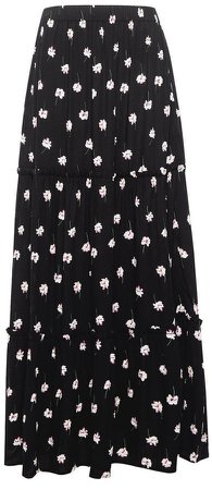 Black Floral Print Maxi Skirt