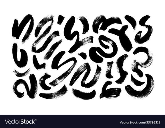 Wavy and swirled brush strokes collection Vector Image