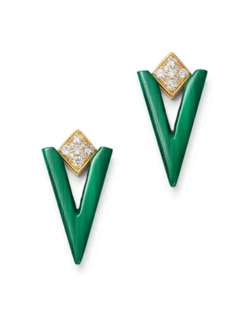Bloomingdale's Malachite & Diamond Triangle Drop Earrings in 14K Yellow Gold - 100% Exclusive | Bloomingdale's