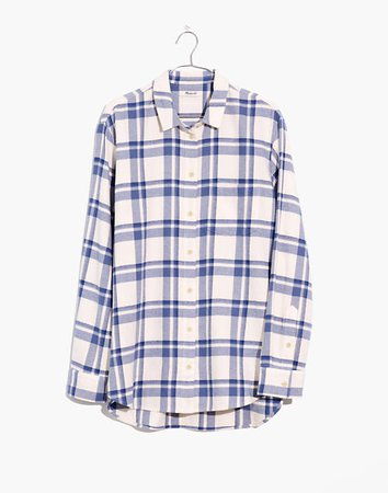 Flannel Oversized Ex-Boyfriend Shirt in Allcroft Plaid blue white
