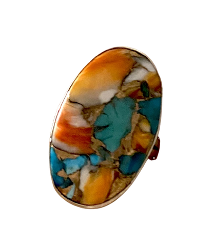 Copper Oyster Opal Sterling Silver Ring
