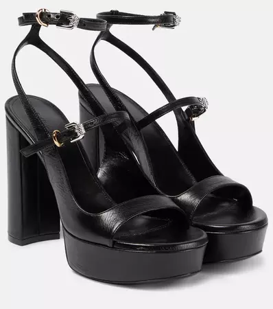 Voyou Leather Platform Sandals in Black - Givenchy | Mytheresa