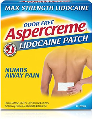 Amazon.com: Aspercreme Max Strength Lidocaine Pain Relief Patch (5 Count) for Back Pain, Odor Free Pain Patches: Health & Personal Care