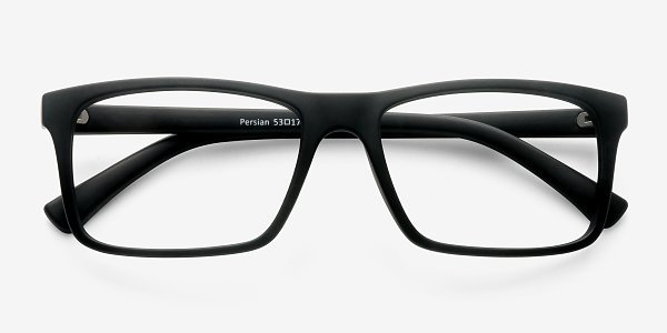 Persian - Rectangle Matte Black Frame Eyeglasses | EyeBuyDirect