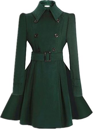 Amazon.com: ForeMode Women Swing Double Breasted Wool Pea Coat with Belt Buckle Spring Mid-Long Long Sleeve Lapel Dresses Outwear : Clothing, Shoes & Jewelry