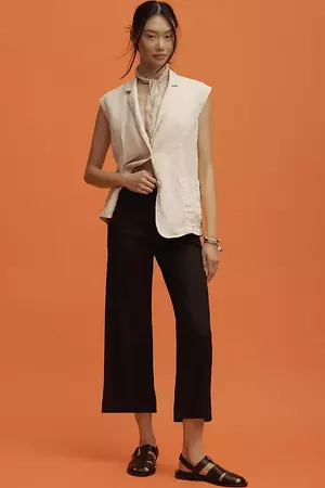 The Colette Cropped Wide-Leg Pants by Maeve: Linen Edition | Anthropologie