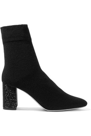 René Caovilla | Crystal-embellished cashmere-blend sock boots | NET-A-PORTER.COM