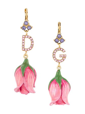 Dolce & Gabbana Crystal Embellished Flower Drop Earrings Ss20 | Farfetch.com