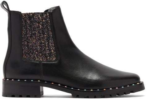 Bessie Glitter Leather Chelsea Boots - Womens - Black