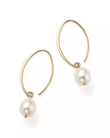 Bloomingdale's Simple Sweep Earrings with Cultured Freshwater Pearl Drops in 14K Yellow Gold, 8mm - 100% Exclusive