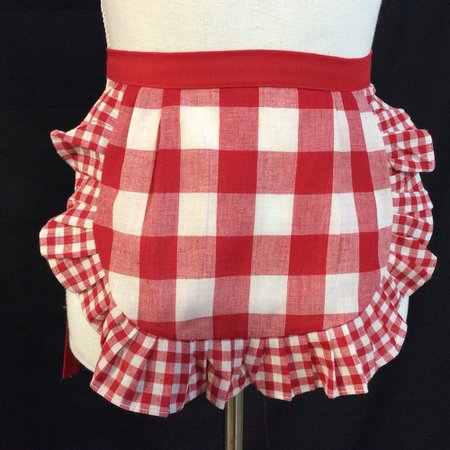 Red and white checkered Apron Retro Costume apron