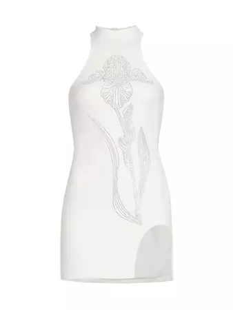 Shop David Koma Crystal Iris Embellished Arch-Leg Minidress | Saks Fifth Avenue