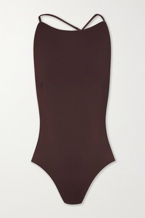 Net Sustain Anais Open-back Swimsuit - Dark brown