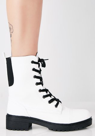 White and Black Combat Boots