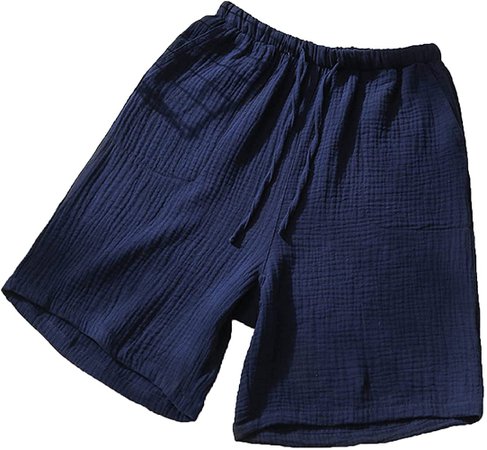 RFALIJEAE Men's Pajama Shorts Comfortable Lounge Sleep Shorts with Pockets Casual Solid Color Summer Drawstring Pajama Shorts Dark Blue at Amazon Men’s Clothing store