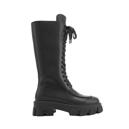 JESSICABUURMAN – NIOVA Lace Up Patent Leather Platform Knee Length Boots