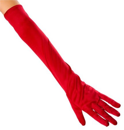 red satin gloves
