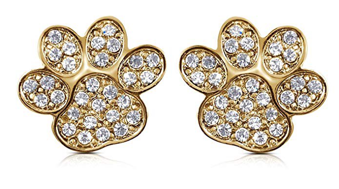 AmazonSmile: Paw Print Stud Earrings Jewelry Gift - Puppy Dog Paw Print Dog Mom Rescue Foster Mom Earrings - Animal Lover Gift Ideas for Women, Teens, Girls (Gold): Clothing