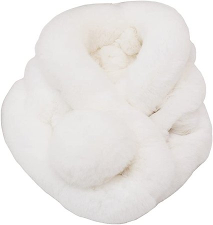 LUXEHOME Winter Warm Women's Fashionable Premium Rabbit Fur Scarves (White) at Amazon Women’s Clothing store