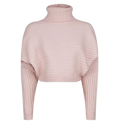 Pale Pink Roll Neck Boxy Cropped Jumper | New Look