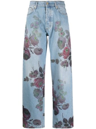 Eytys floral-printed Denim Trousers - Farfetch