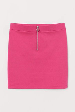 Short Skirt with Zip - Pink