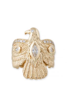 14k Gold Pave Thunderbird Ring With Marquise Diamond Center By Jacquie Aiche | Moda Operandi