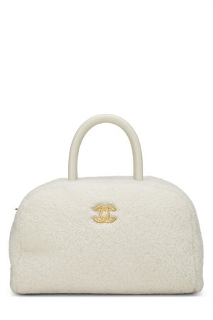 Chanel White Shearling Coco Bowling Bag - What Goes Around Comes Around