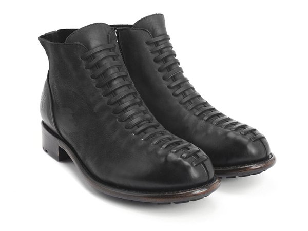 Fluevog Shoes | Shop | Babette: Women’s (Black) | Ankle boot with faux laces
