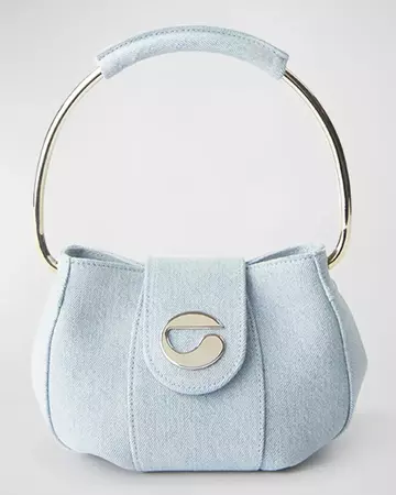 Coperni Denim Ring Pouch Top-Handle Bag | Neiman Marcus