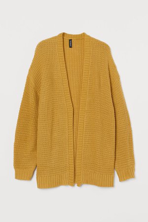 Textured-knit Cardigan - Yellow