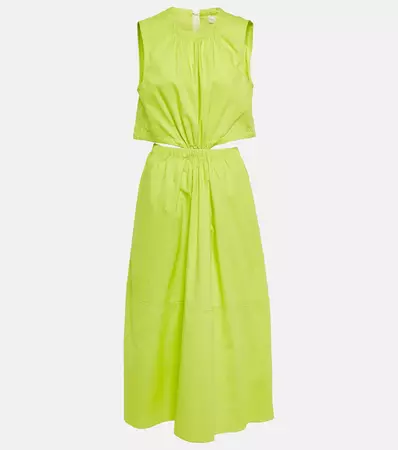 Cutout Cotton Midi Dress in Green - Proenza Schouler | Mytheresa