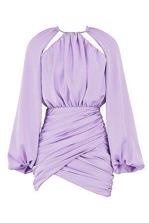 Clothing : Mini Dresses : 'Kate' Orchid Satin Wrap Front Mini Dress