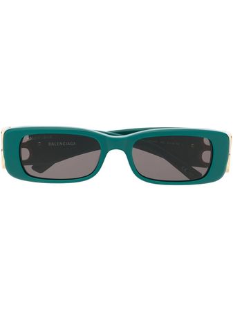 Balenciaga Eyewear logo-plaque rectangle-frame Sunglasses - Farfetch