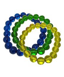 V3 Jewelry® Yellow, Blue & Green Amber Stretch Bracelet - Set of Three | Zulily
